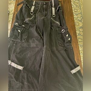 vintage Tripp nyc black big pants skulls zippers shorts adjustable waist size L